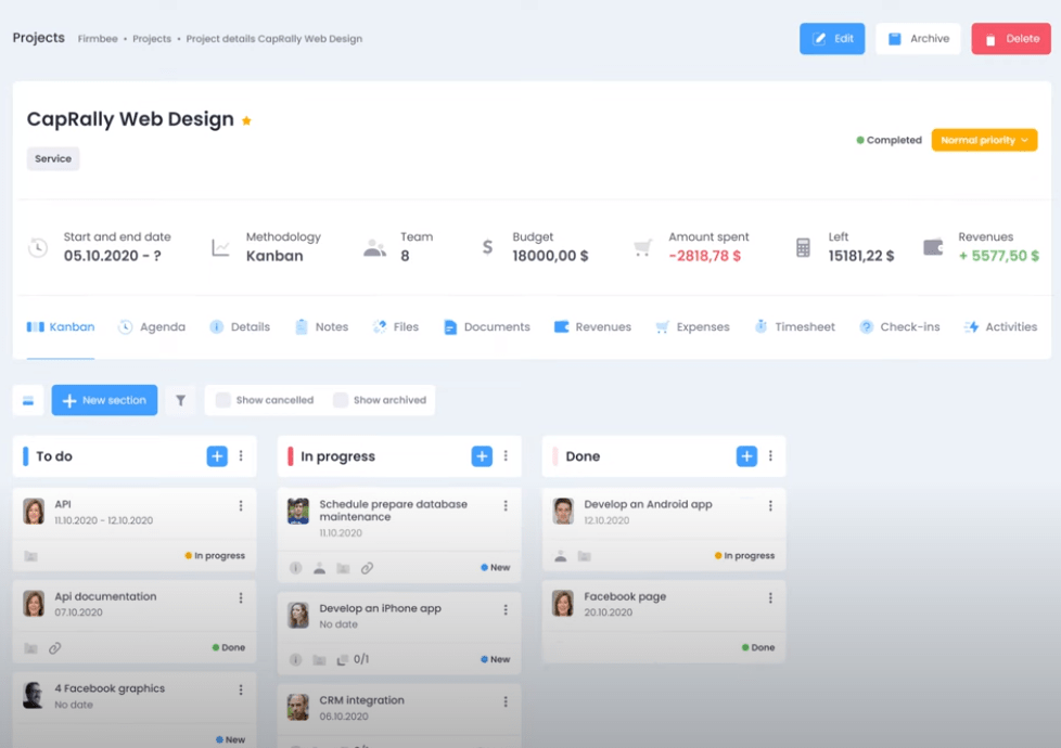 Firmbee Review - Kanban Screen